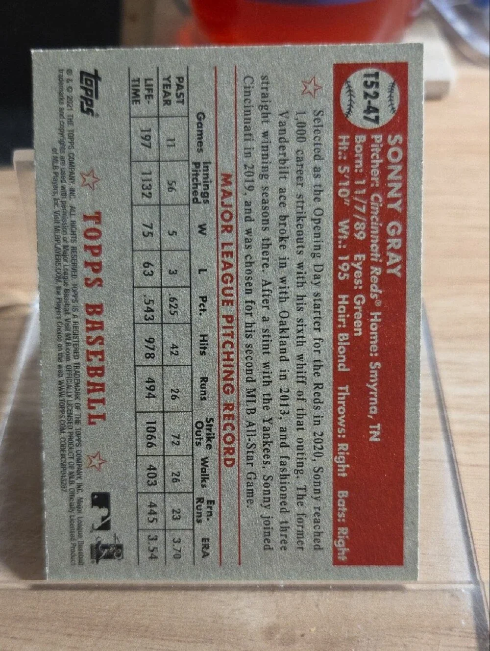 2021 Topps Redux Sonny Gray - Picture 2 of 2